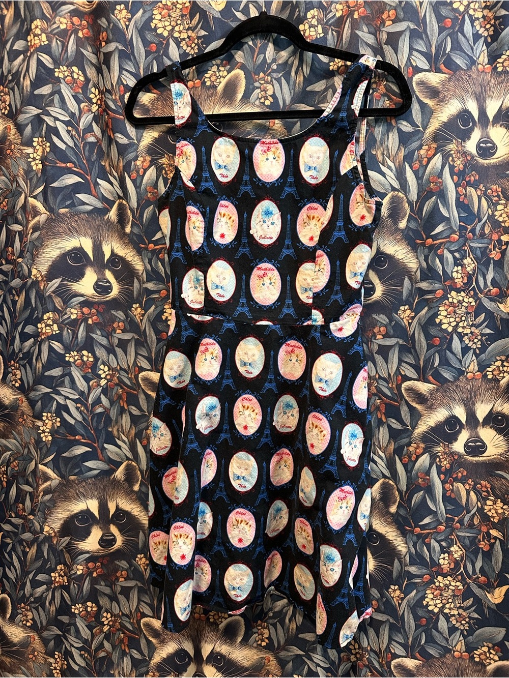 RETROLICIOUS French Cats Dress Eiffel Tower Size Large L Fit & Flare